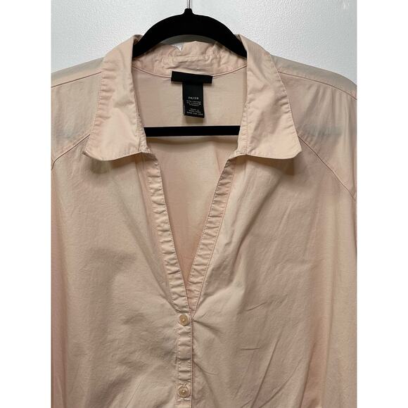 Lane Bryant VNeck Collared Button Up Blouse Light Peach Stretch Plus Size 26 28 - Picture 2 of 9